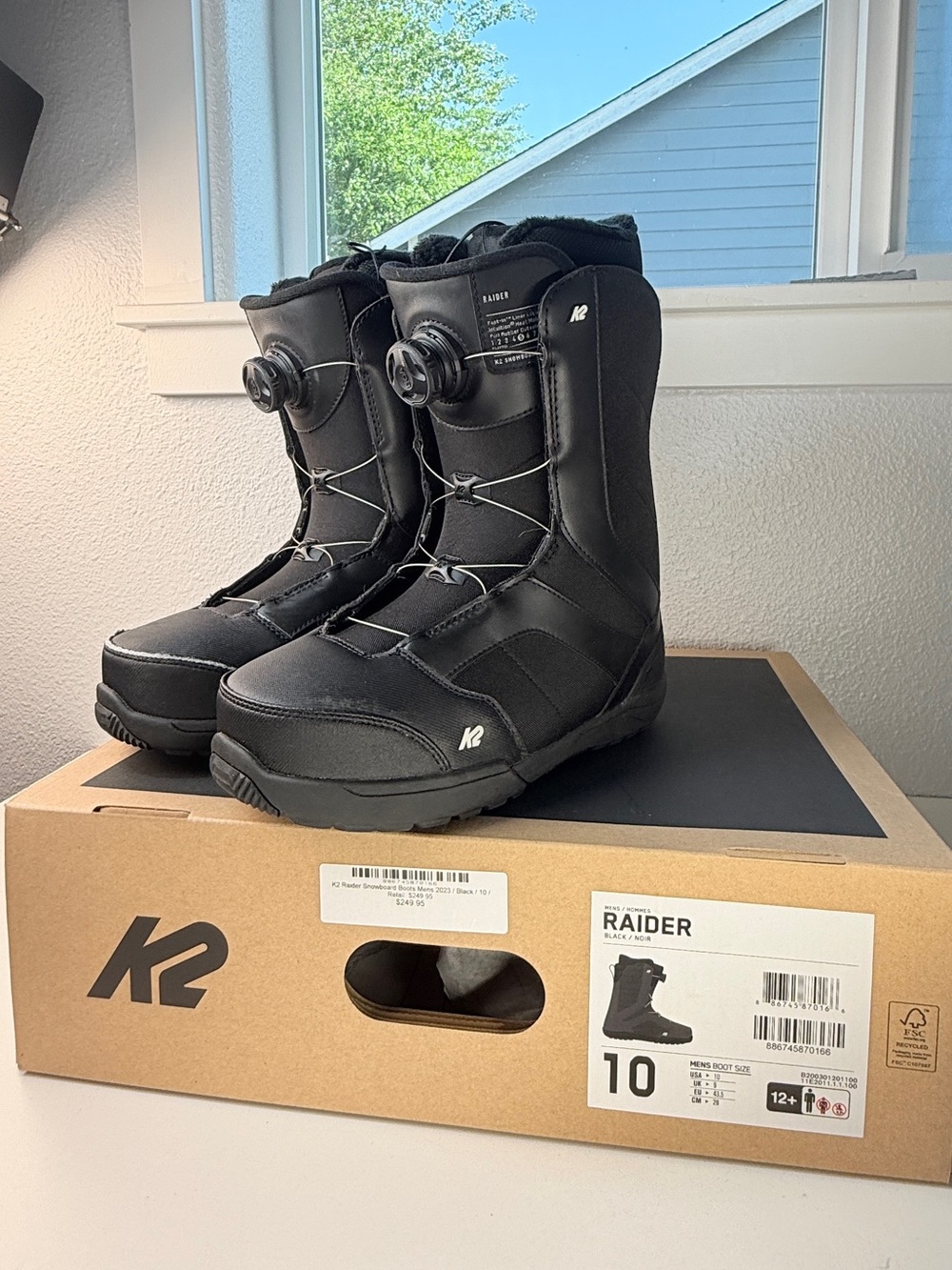K2 Raider Snowboard Boots Mens 10 Black BOA Winter Ski Snowboarding
